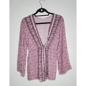 altar'd state  bohemian romper deep v-neck long sleeves flowy M peasant